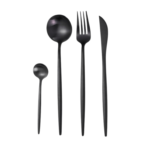 S.STEEL CUTLURY (BLACK) SET OF 4